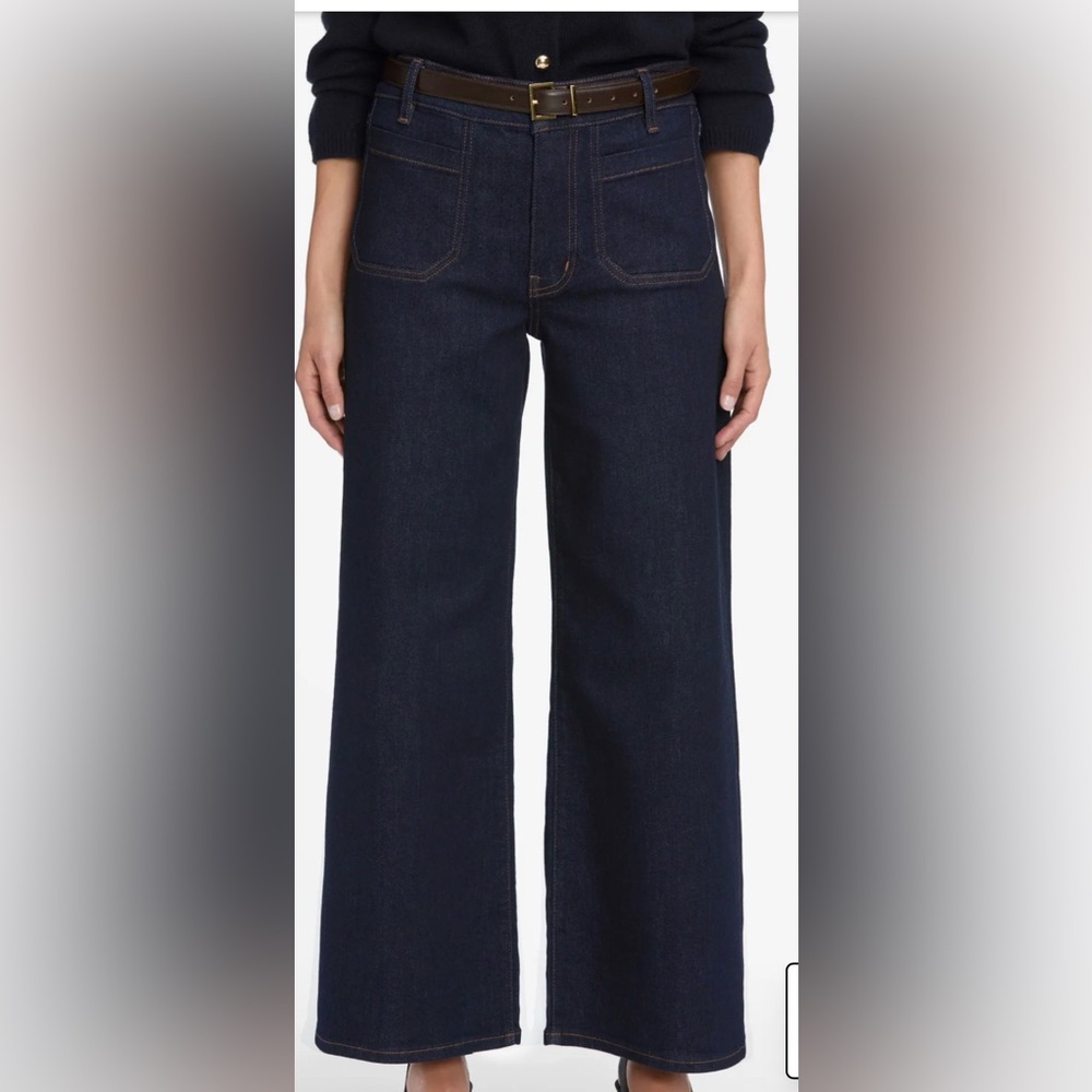 FRAME  Slim Palazzo Patch Pocket High Waist Wide Leg Jeans in Rinse